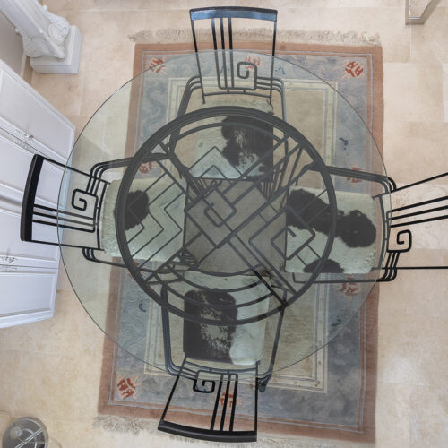 Ensemble table et 4 chaises en fer forgé – Style Poillerat / Maison Jansen, France, 1950–60